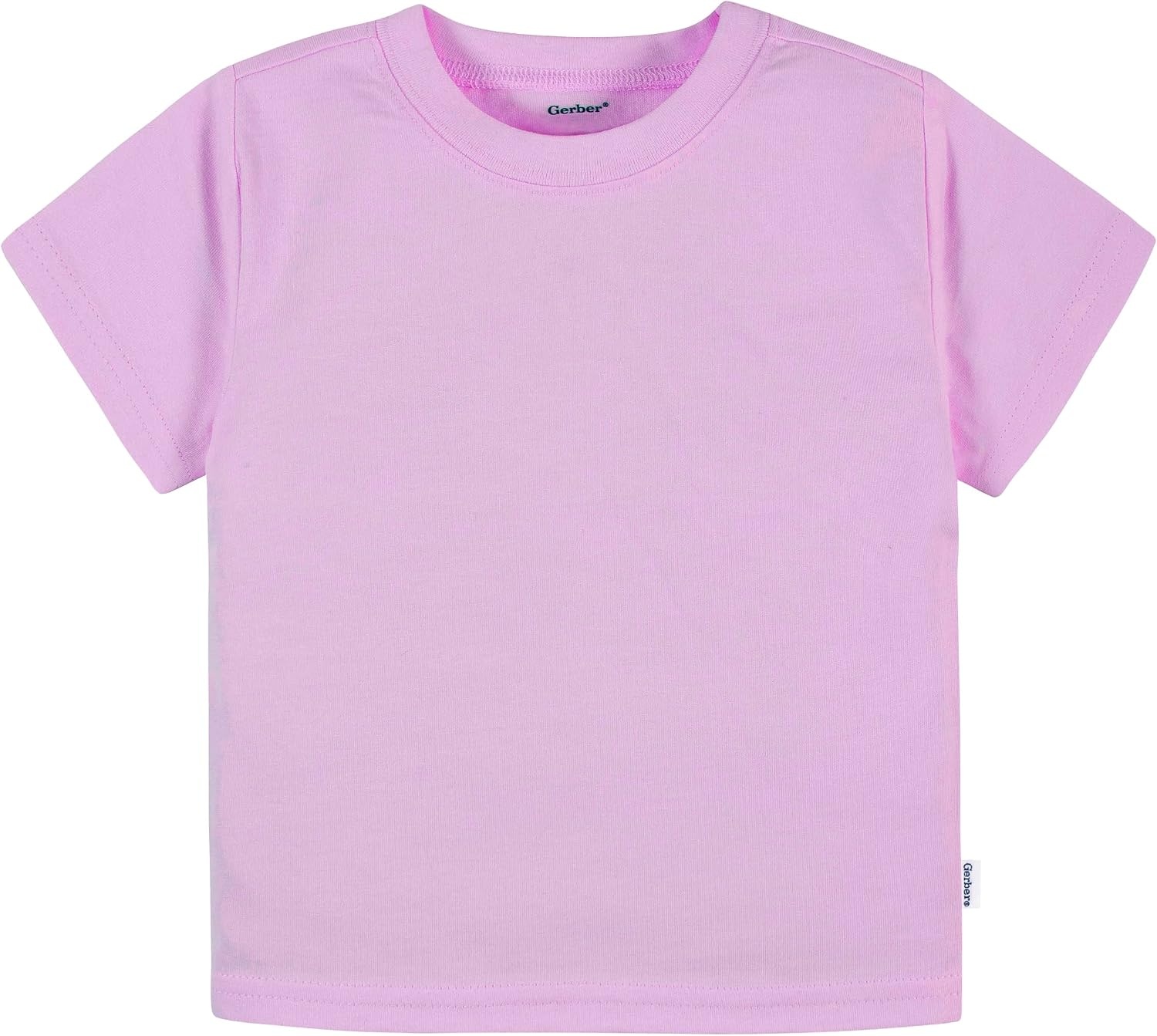 image:imageGerber Baby amp Toddler 5Pack Solid Short Sleeve TShirts Jersey 160 GSMRainbow