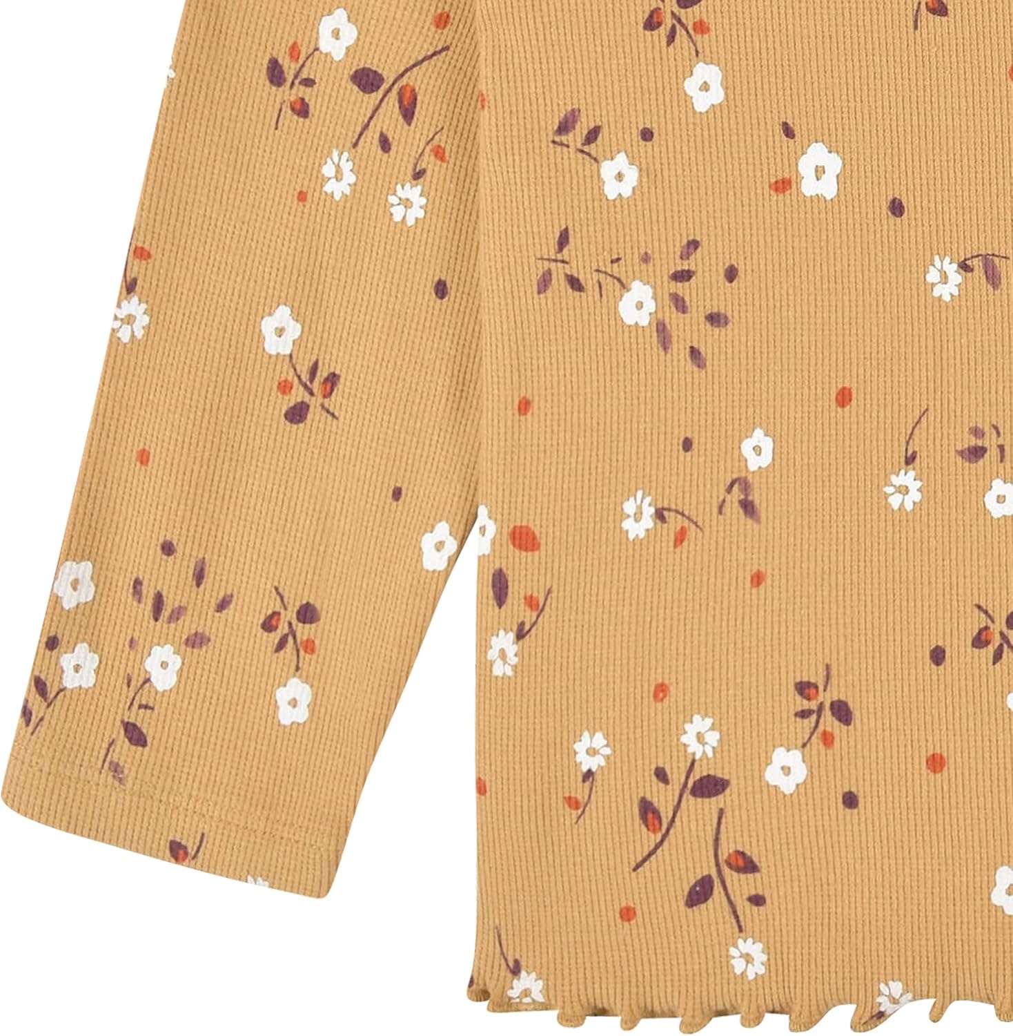 image:imageGerber Baby amp Toddler Girls 2Pack Double Ruffle Long Sleeve TopsShirtMustard Floral