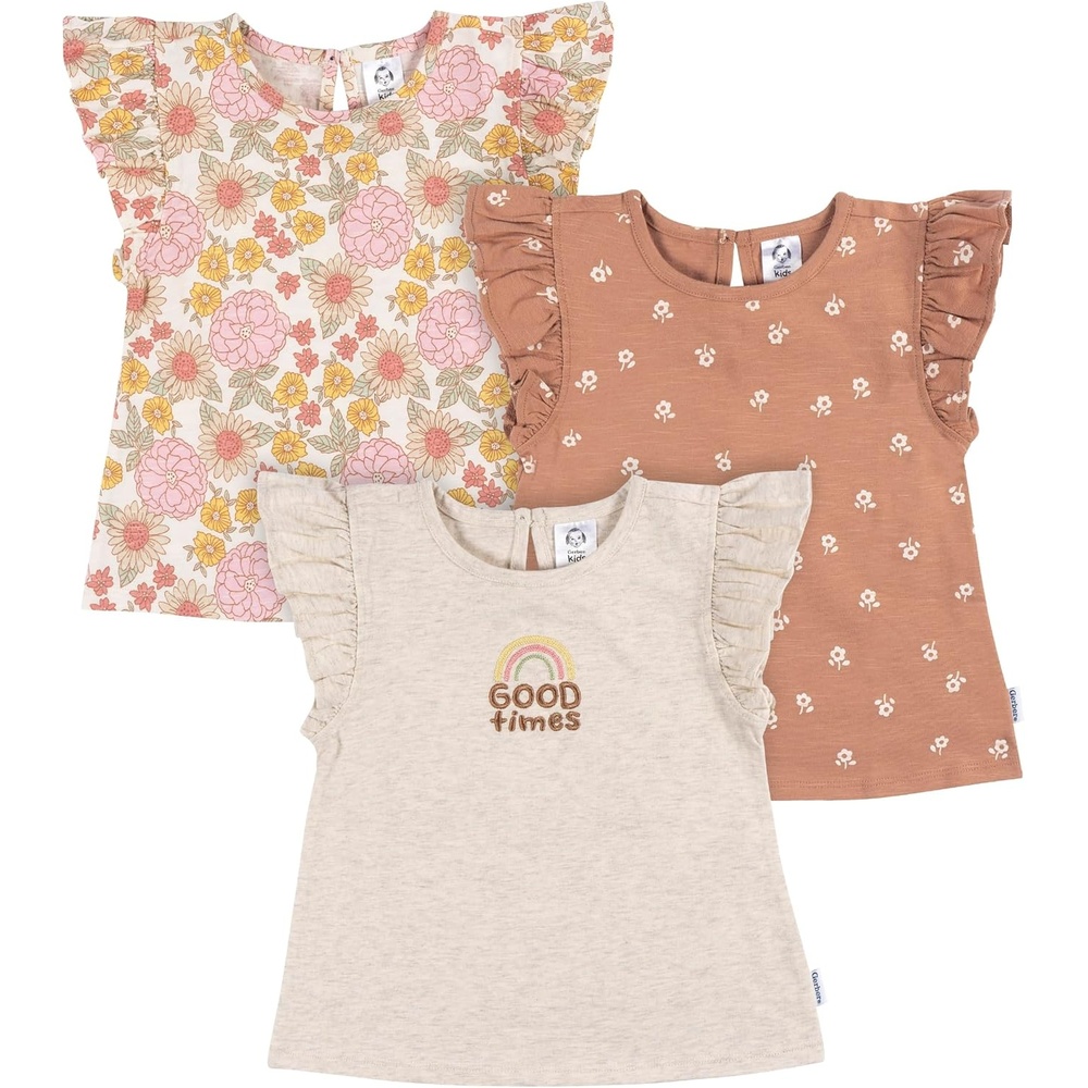 image:imageGerber Baby Girls 3Pack Short Sleeve TeesGood Times