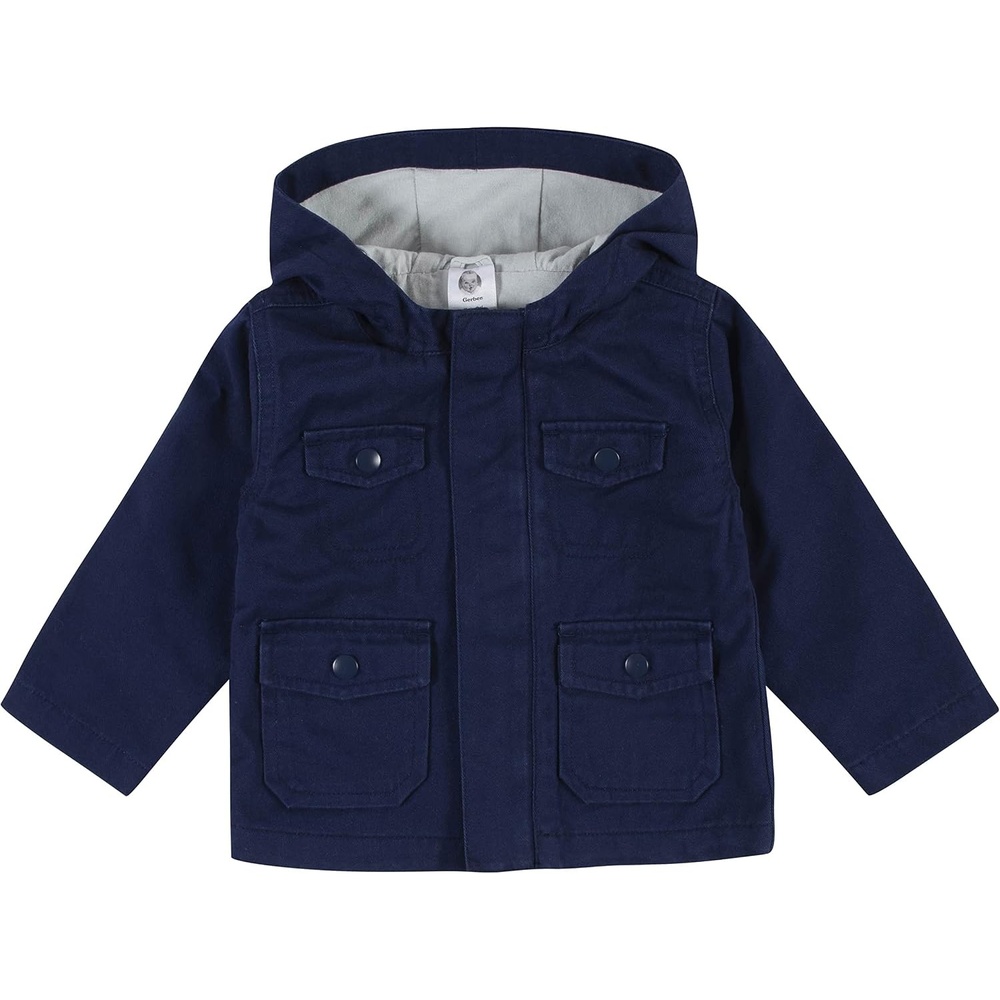 image:imageGerber Baby Hooded Cotton Twill Utility Jacket Infant ToddlerNavy