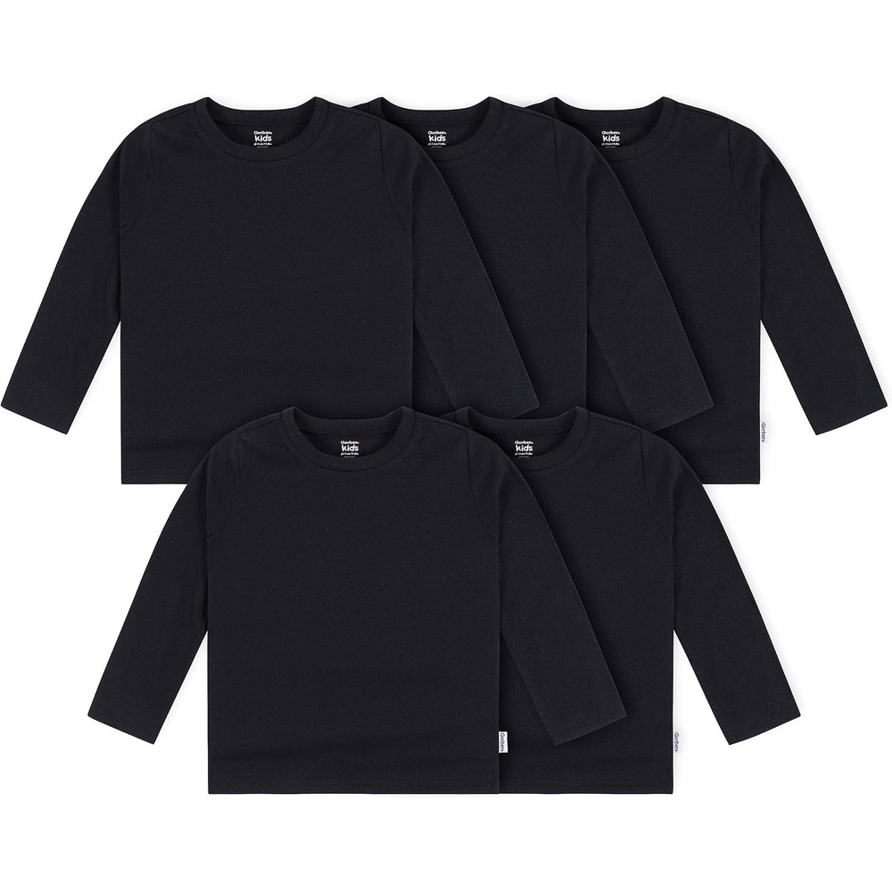 image:imageGerber Baby amp Toddler 5Pack Solid Long Sleeve TShirts Jersey 160 GSMBlack
