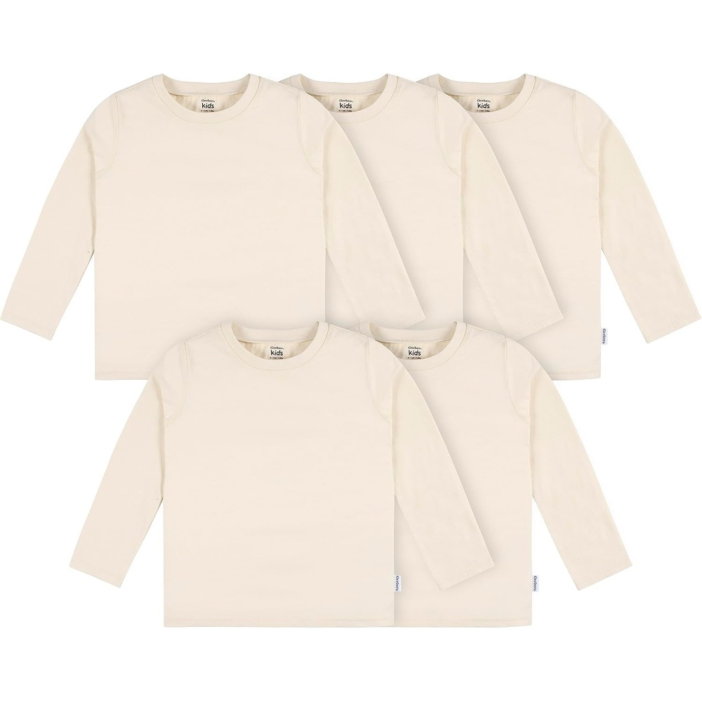 image:imageGerber Baby amp Toddler 5Pack Solid Long Sleeve TShirts Jersey 160 GSMNatural