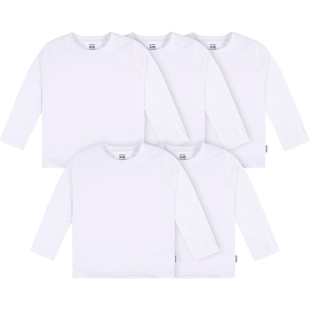 image:imageGerber Baby amp Toddler 5Pack Solid Long Sleeve TShirts Jersey 160 GSMWhite