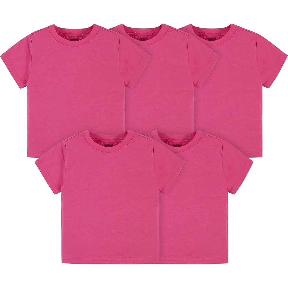 image:imageGerber Baby amp Toddler 5Pack Solid Short Sleeve TShirts Jersey 160 GSMHot Pink