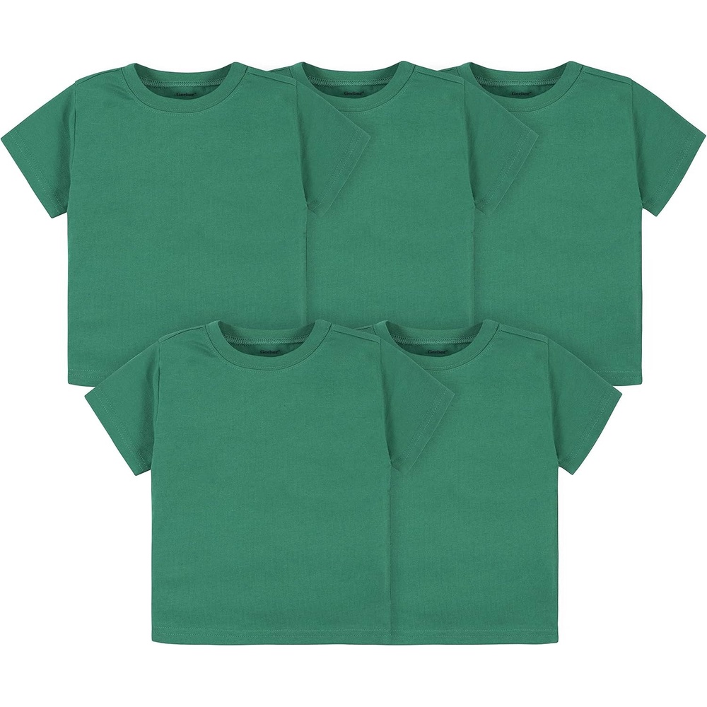 image:imageGerber Baby amp Toddler 5Pack Solid Short Sleeve TShirts Jersey 160 GSMKelly Green