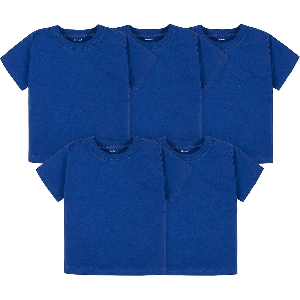 image:imageGerber Baby amp Toddler 5Pack Solid Short Sleeve TShirts Jersey 160 GSMRoyal