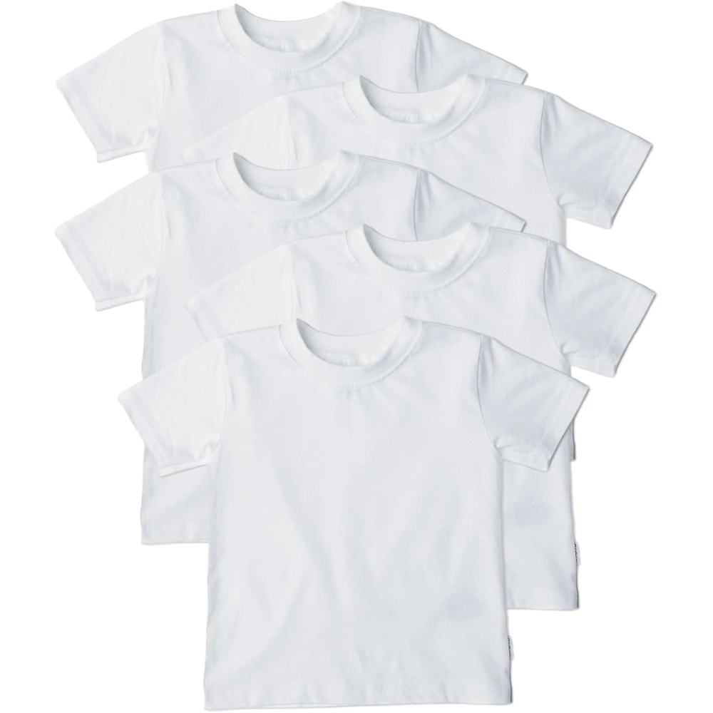 image:imageGerber Baby amp Toddler 5Pack Solid Short Sleeve TShirts Jersey 160 GSMWhite
