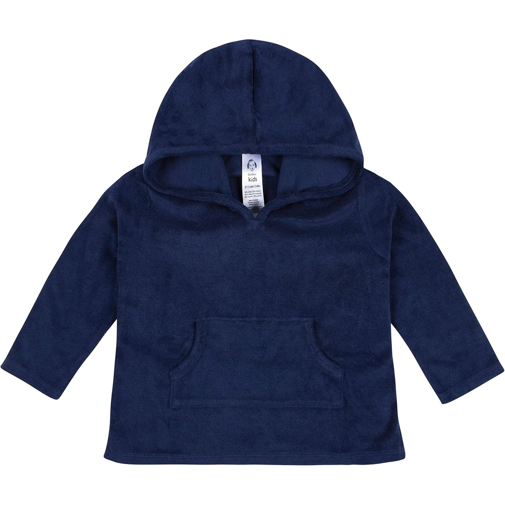 image:imageGerber Baby amp Toddler Boys amp Girls Hooded Kangaroo Pocket Terry Cover UpNavy