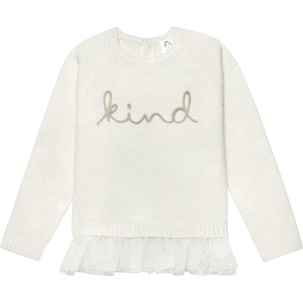 image:imageGerber Baby amp Toddler Girls Sweater with Tulle TrimWhite