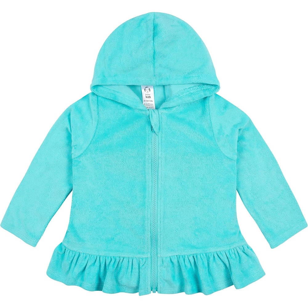 image:imageGerber Baby amp Toddler Girls Zipper Hoodie Terry Swimsuit Cover UpAqua