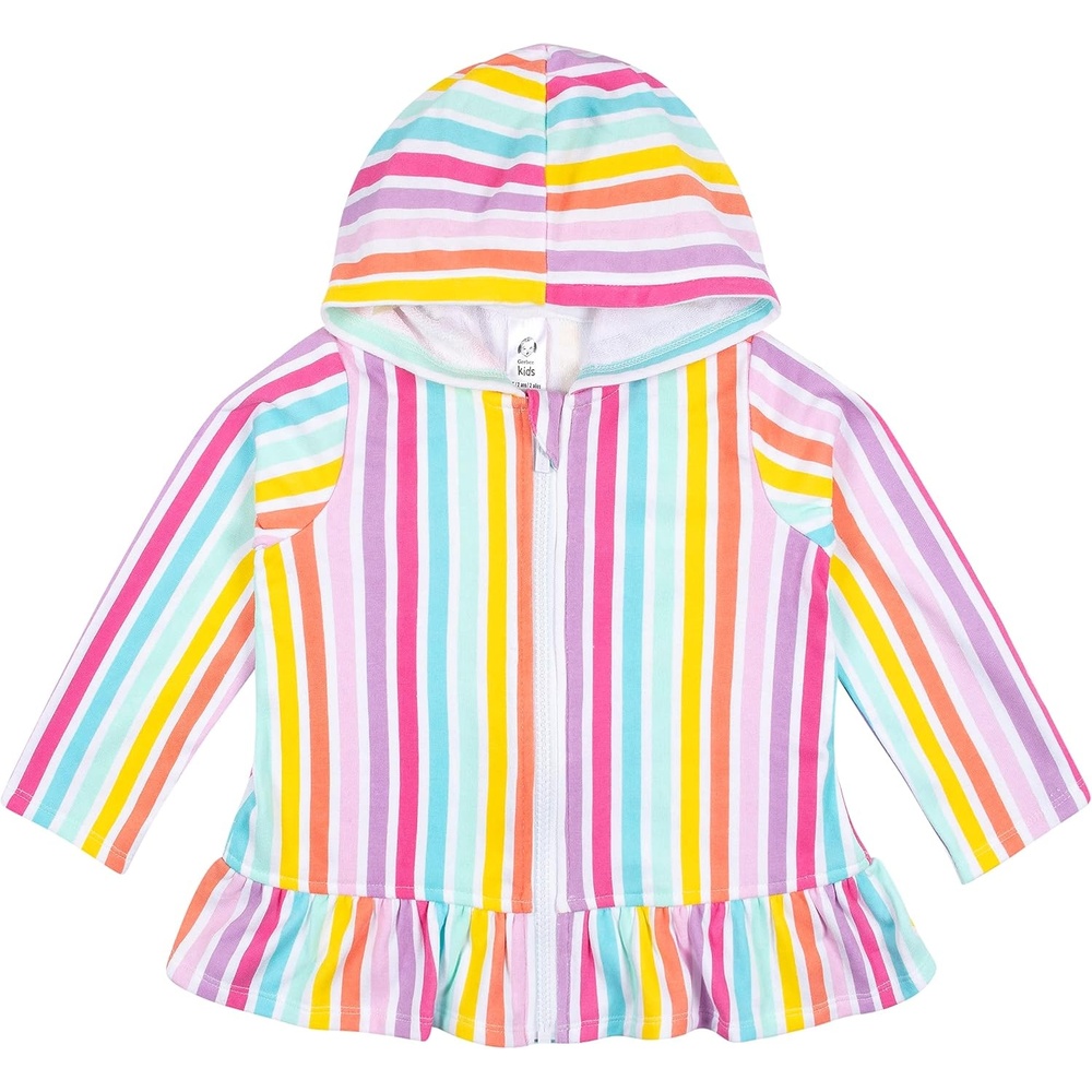 image:imageGerber Baby amp Toddler Girls Zipper Hoodie Terry Swimsuit Cover UpRainbow