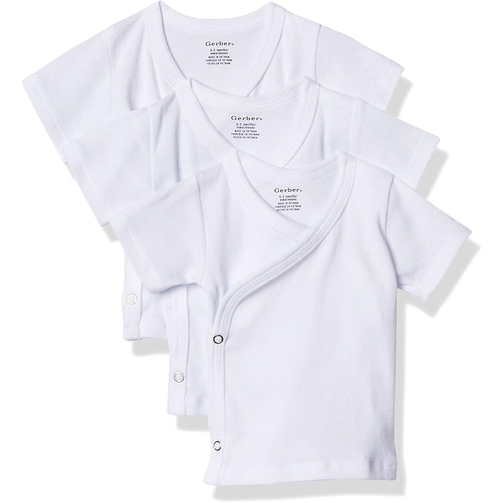 image:imageGerber babygirls 3pack Shortsleeve Sidesnap ShirtWhite
