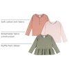 Gerber Baby Girls’ 3-Pack Long Sleeve Shirts(Green  Pink & Coral)