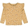 Gerber Baby & Toddler Girls 2-Pack Double Ruffle Long Sleeve TopsShirt(Mustard Floral)
