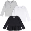 Gerber Baby Girls’ 3-Pack Long Sleeve Shirts(Black  White & Gray)