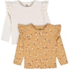 Gerber Baby & Toddler Girls 2-Pack Double Ruffle Long Sleeve TopsShirt(Mustard Floral)