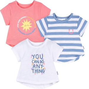 Gerber Baby Girls’ 3-Pack Short Sleeve Tees(Pink  Blue and White)