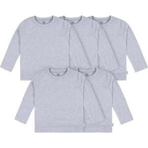 Gerber Baby & Toddler 5-Pack Solid Long Sleeve T-Shirts Jersey 160 GSM(Grey Heather)