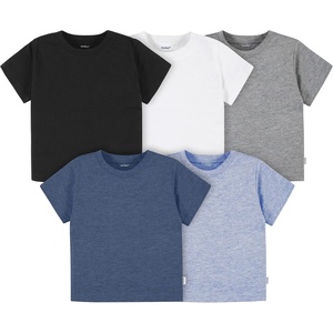 Gerber Baby & Toddler 5-Pack Solid Short Sleeve T-Shirts Jersey 160 GSM(Blue)