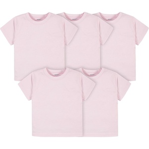 Gerber Baby & Toddler 5-Pack Solid Short Sleeve T-Shirts Jersey 160 GSM(Light Pink)