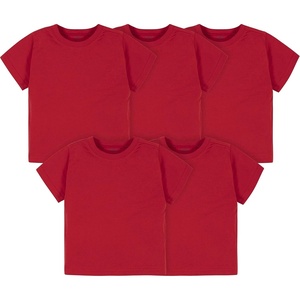 Gerber Baby & Toddler 5-Pack Solid Short Sleeve T-Shirts Jersey 160 GSM(Red)