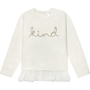 Gerber Baby & Toddler Girls Sweater with Tulle Trim(White)
