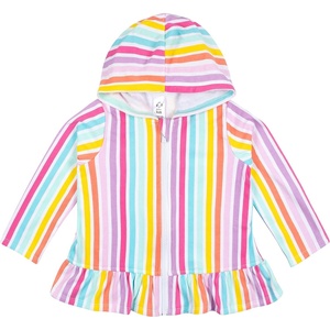 Gerber Baby & Toddler Girls Zipper Hoodie Terry Swimsuit Cover Up(Rainbow)