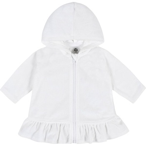 Gerber Baby & Toddler Girls Zipper Hoodie Terry Swimsuit Cover Up(White)