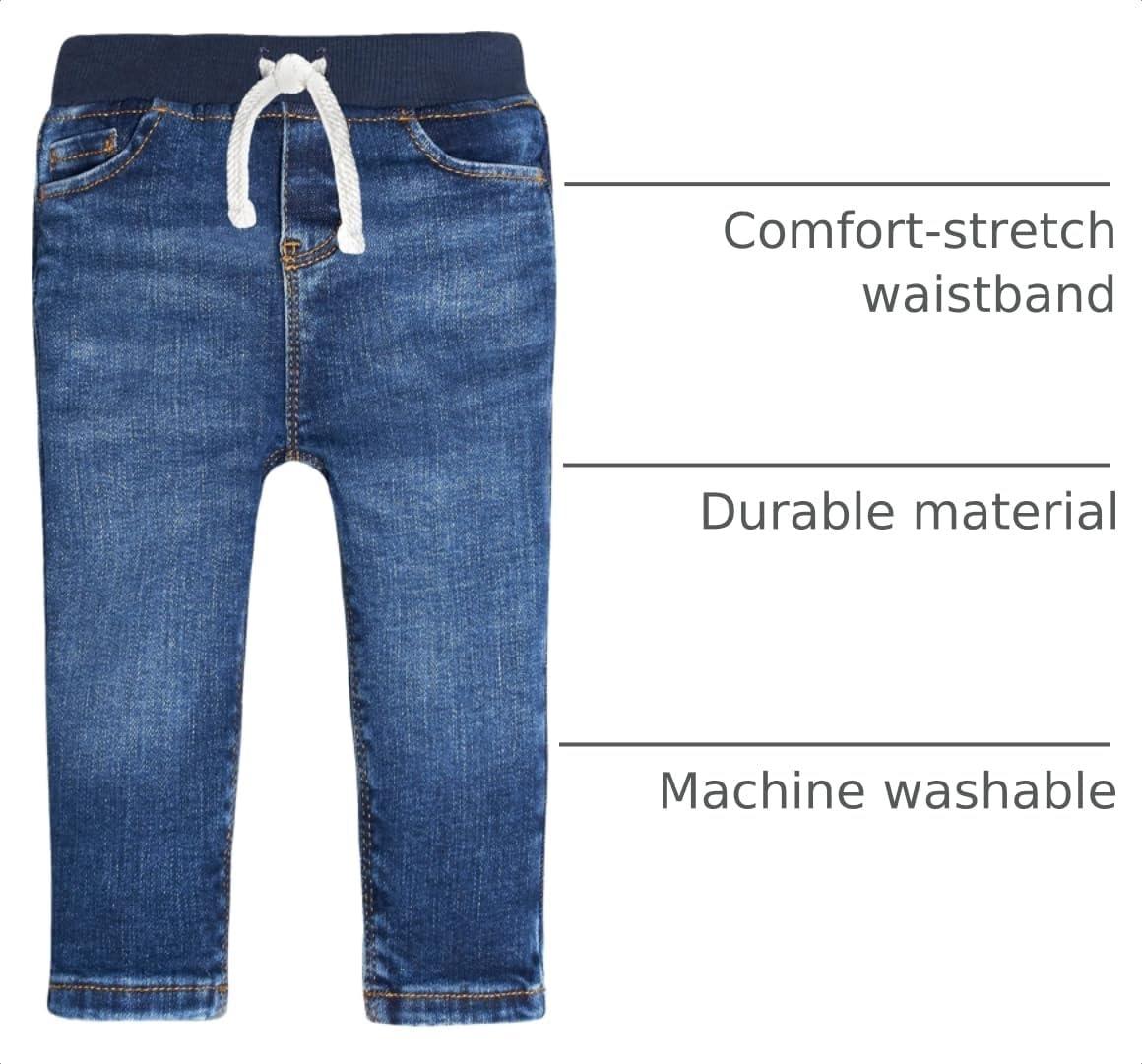image:imageGerber Baby Toddler Rib Waist Stretch Denim Skinny JeansBlue Denim