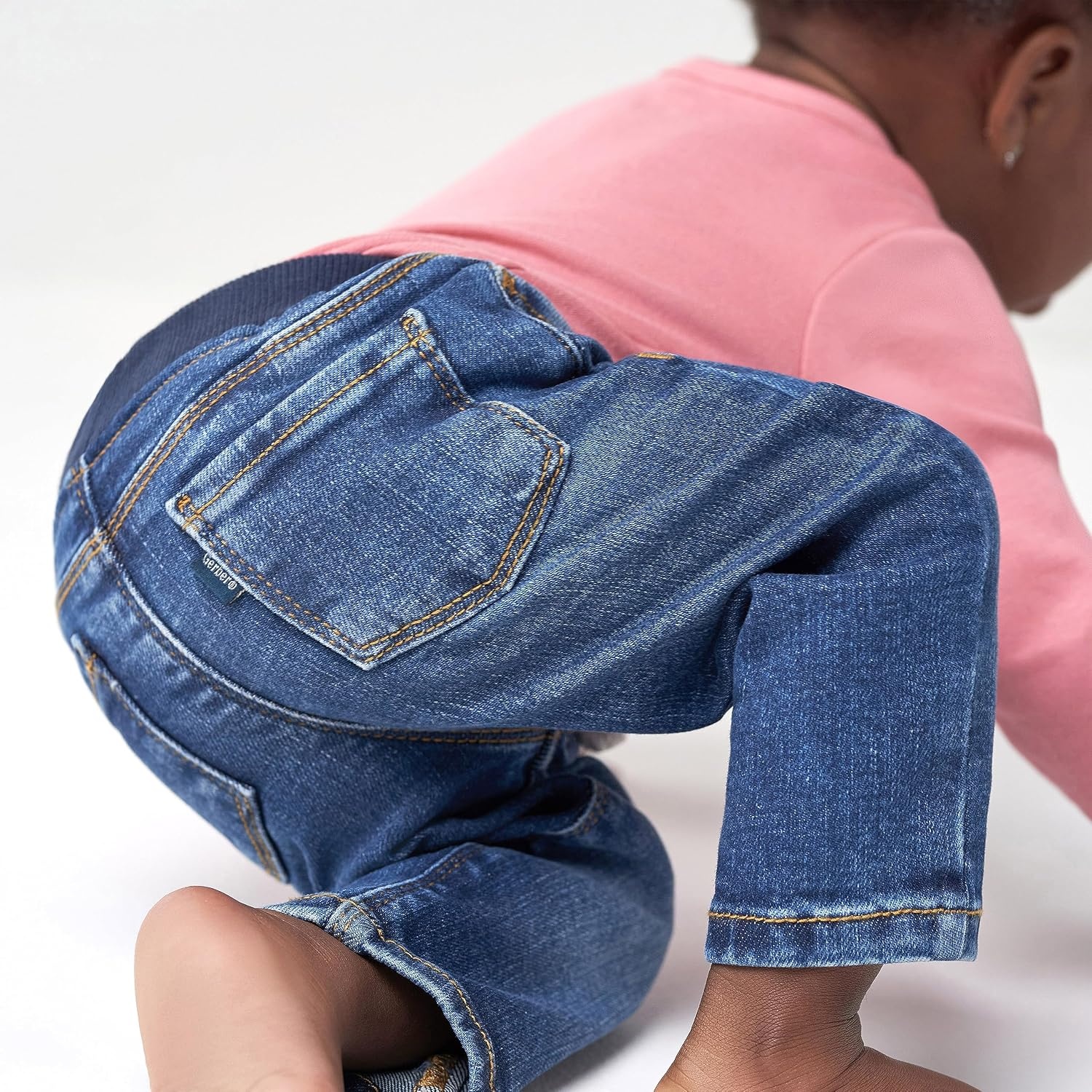 image:imageGerber Baby Toddler Rib Waist Stretch Denim Skinny JeansBlue Denim