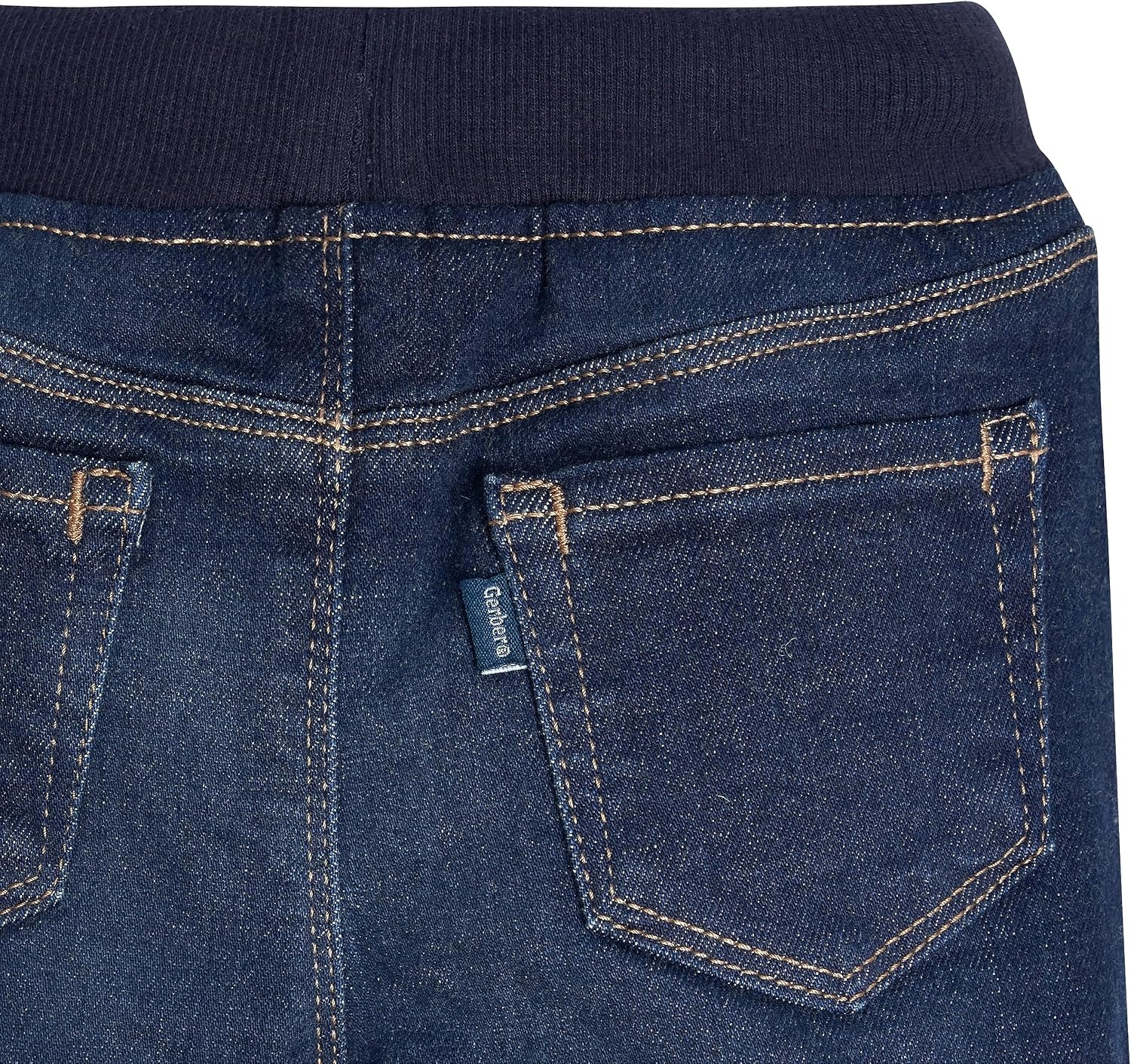 image:imageGerber Baby Toddler Rib Waist Stretch Denim Skinny JeansDark Blue Denim