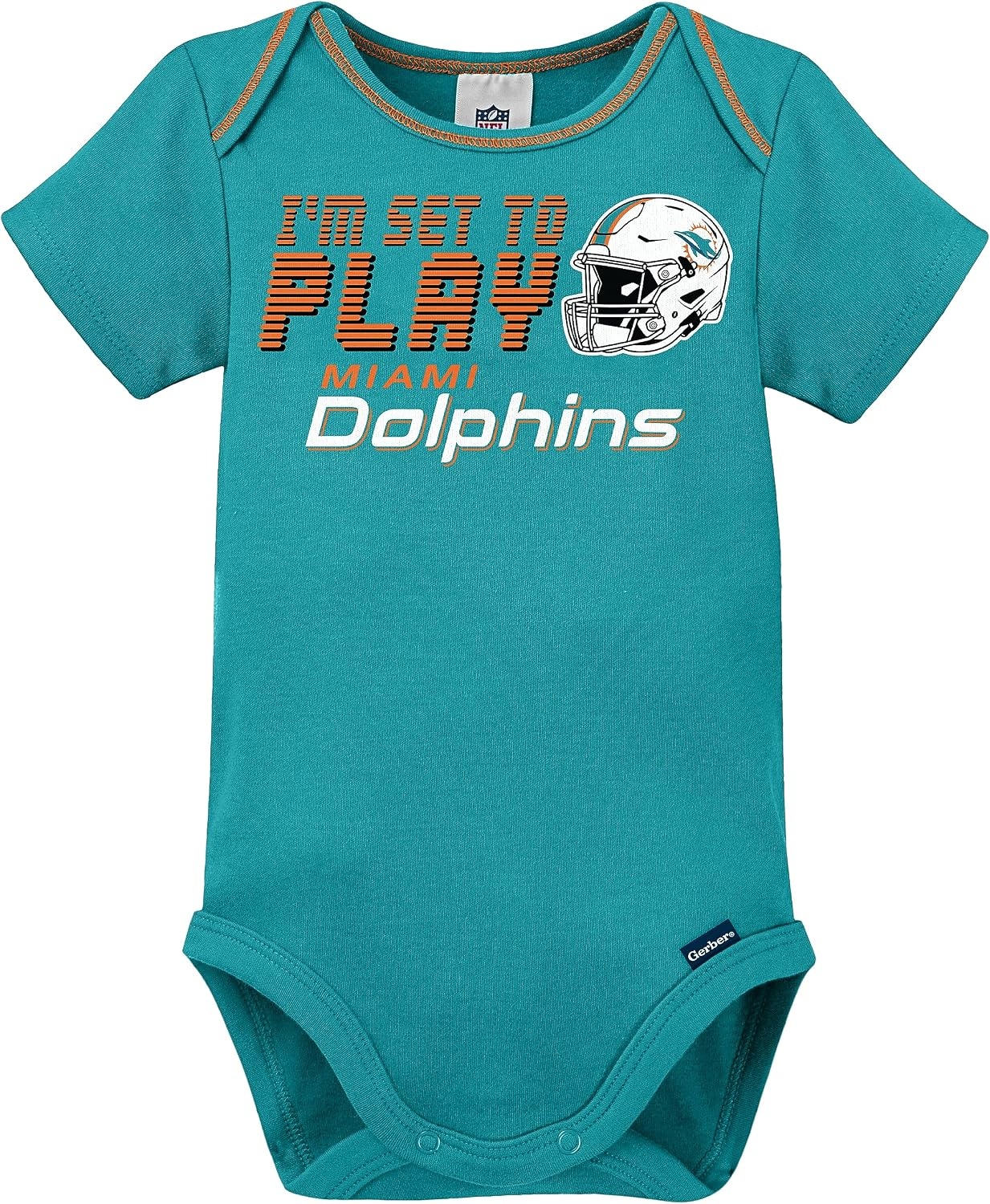 image:imageGerber NFL Baby 3Piece Footed Sleep and Play and Bodysuit Gift SetMiami Dolphins