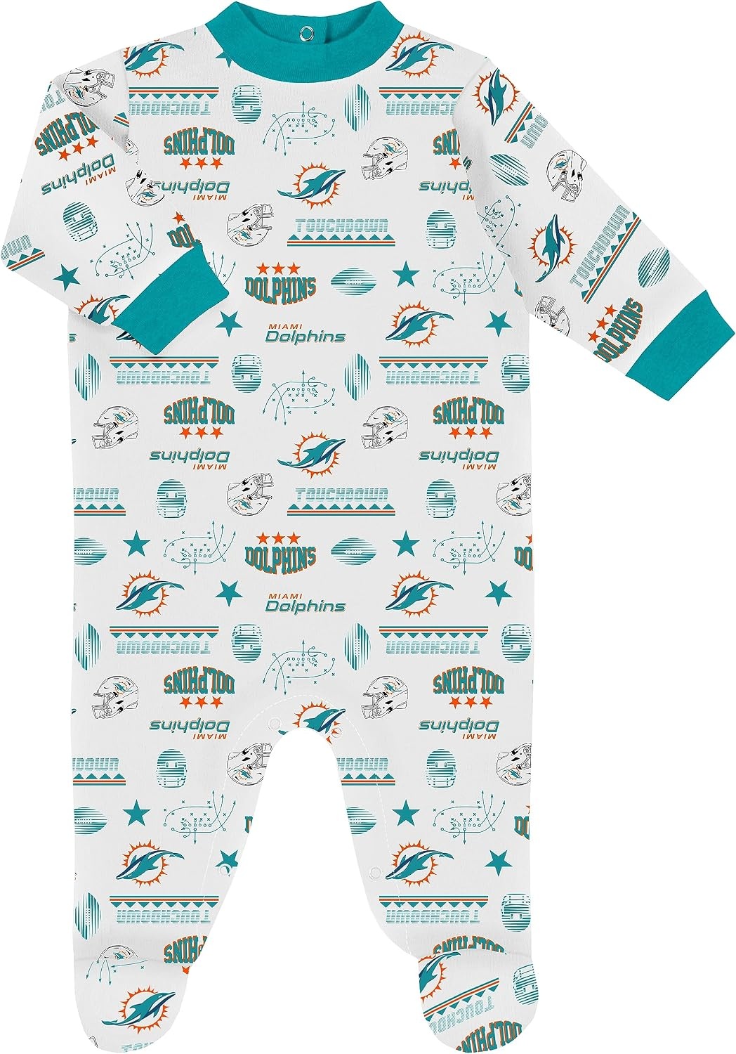 image:imageGerber NFL Baby 3Piece Footed Sleep and Play and Bodysuit Gift SetMiami Dolphins