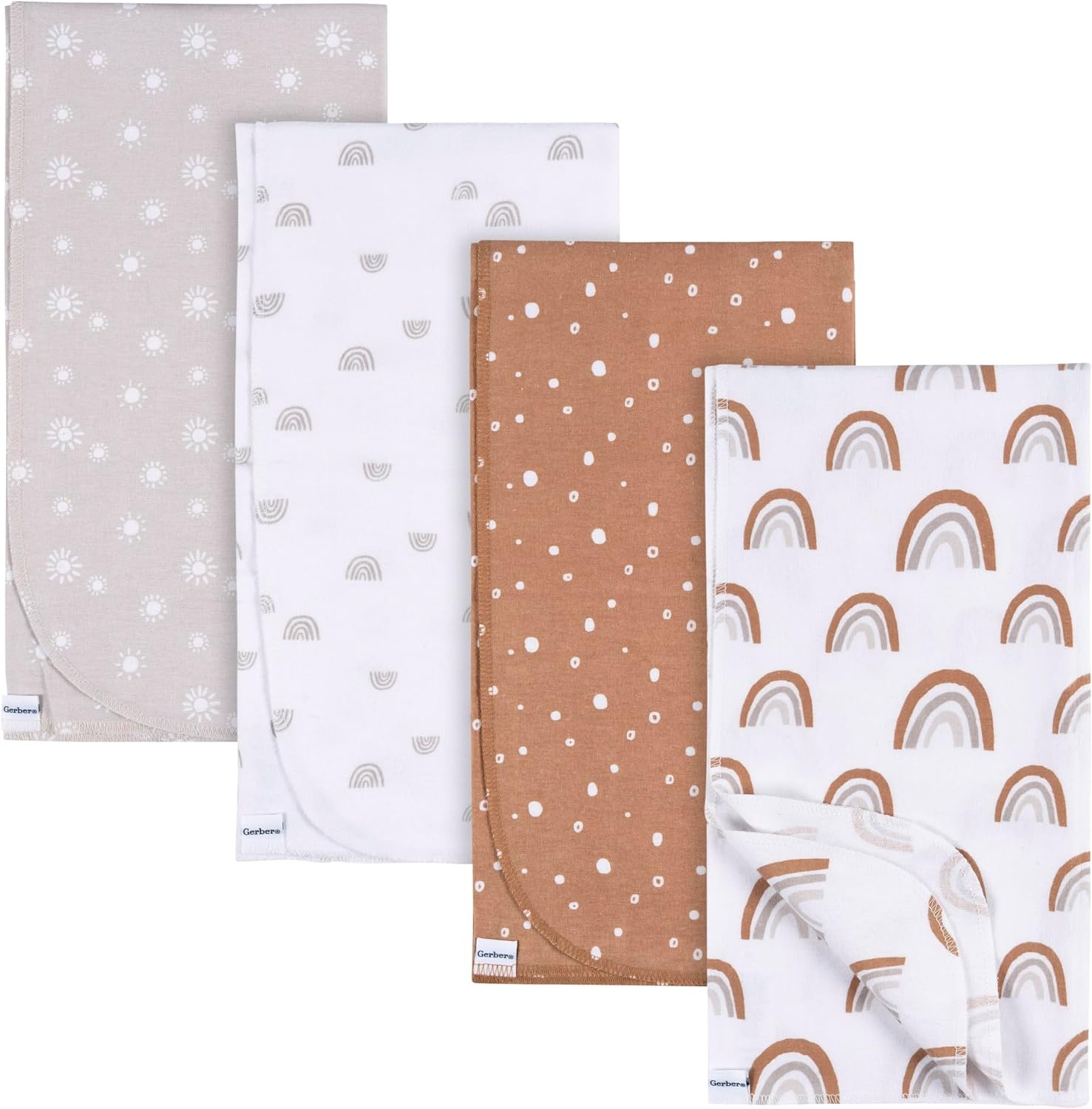 image:imageGerber Unisex Baby 100 Cotton Flannel Receiving Blankets 30x30 Inches Pack of 4 Animal Geo Girl One SizeBoho Rainbow