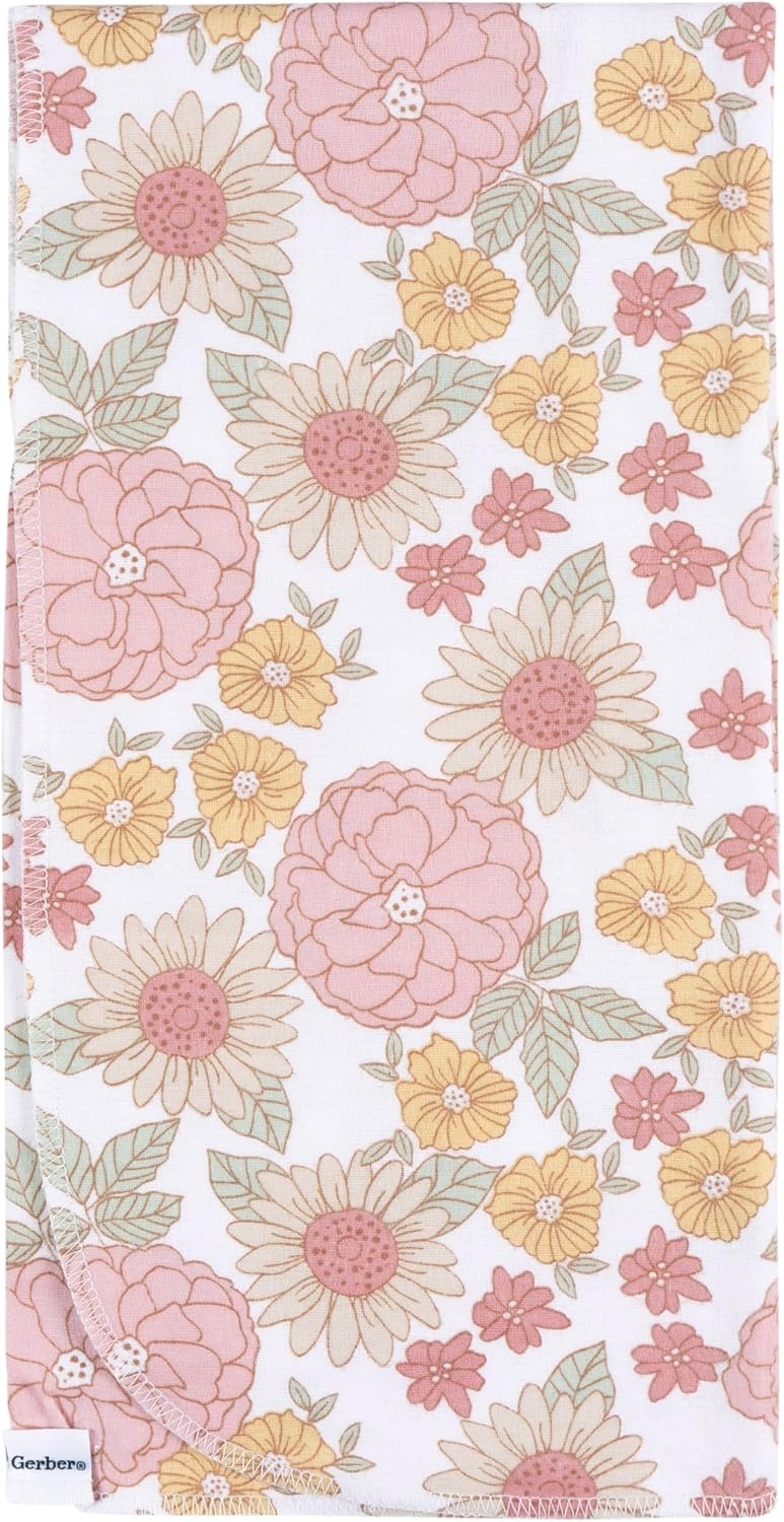 image:imageGerber Unisex Baby 100 Cotton Flannel Receiving Blankets 30x30 Inches Pack of 4 Animal Geo Girl One SizeRetro Floral