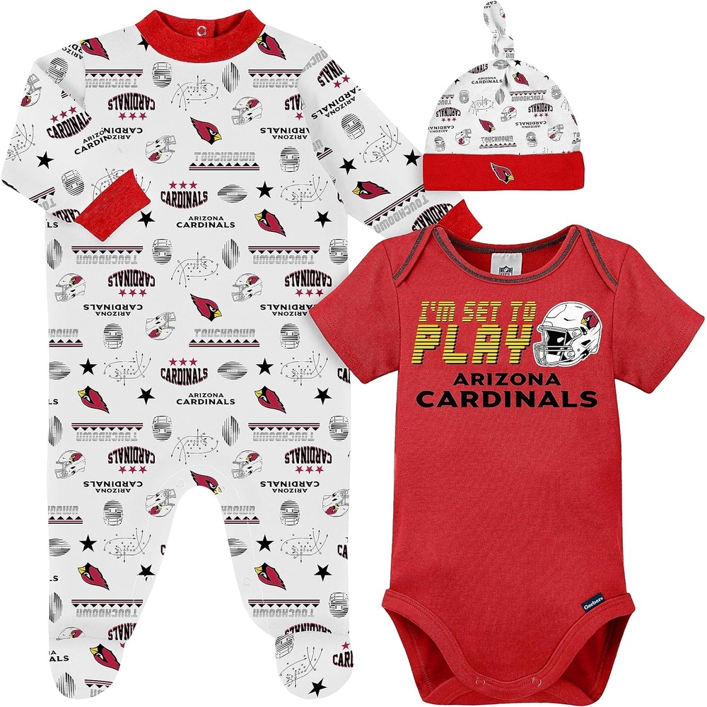 image:imageGerber NFL Baby 3Piece Footed Sleep and Play and Bodysuit Gift SetArizona Cardinals