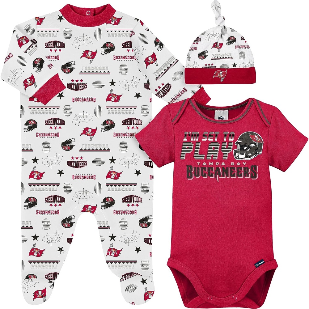 image:imageGerber NFL Baby 3Piece Footed Sleep and Play and Bodysuit Gift SetBuccaneers