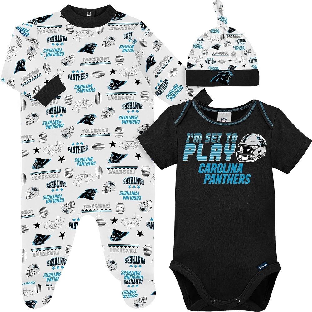 image:imageGerber NFL Baby 3Piece Footed Sleep and Play and Bodysuit Gift SetCarolina Panthers
