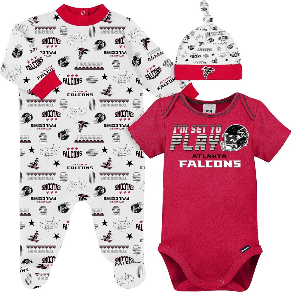 image:imageGerber NFL Baby 3Piece Footed Sleep and Play and Bodysuit Gift SetFalcons