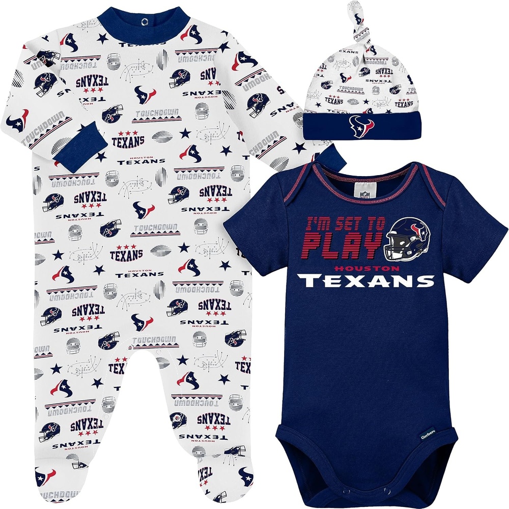 image:imageGerber NFL Baby 3Piece Footed Sleep and Play and Bodysuit Gift SetHouston Texans
