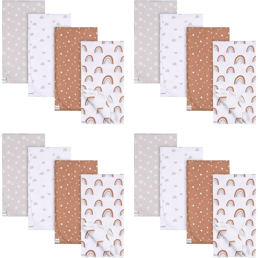 image:imageGerber Unisex Baby 100 Cotton Flannel Receiving Blankets 30x30 Inches Pack of 4 Animal Geo Girl One SizeBoho Rainbow