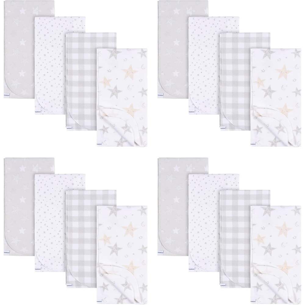 image:imageGerber Unisex Baby 100 Cotton Flannel Receiving Blankets 30x30 Inches Pack of 4 Animal Geo Girl One SizeCelestial